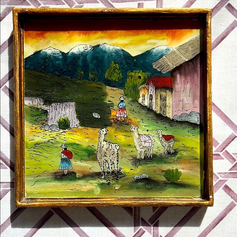 Authentic Peruvian Painting circa 90s Sunset - Picture 8 of 8